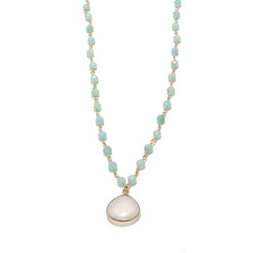 Soft Blue Chalcedony Chain with Teardrop Chalcedony Necklace