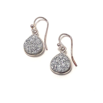 Sterling Silver with Silver Triangle Druzy Earrings