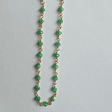 Gold Plated Green Jade Gemstone Chains Necklace