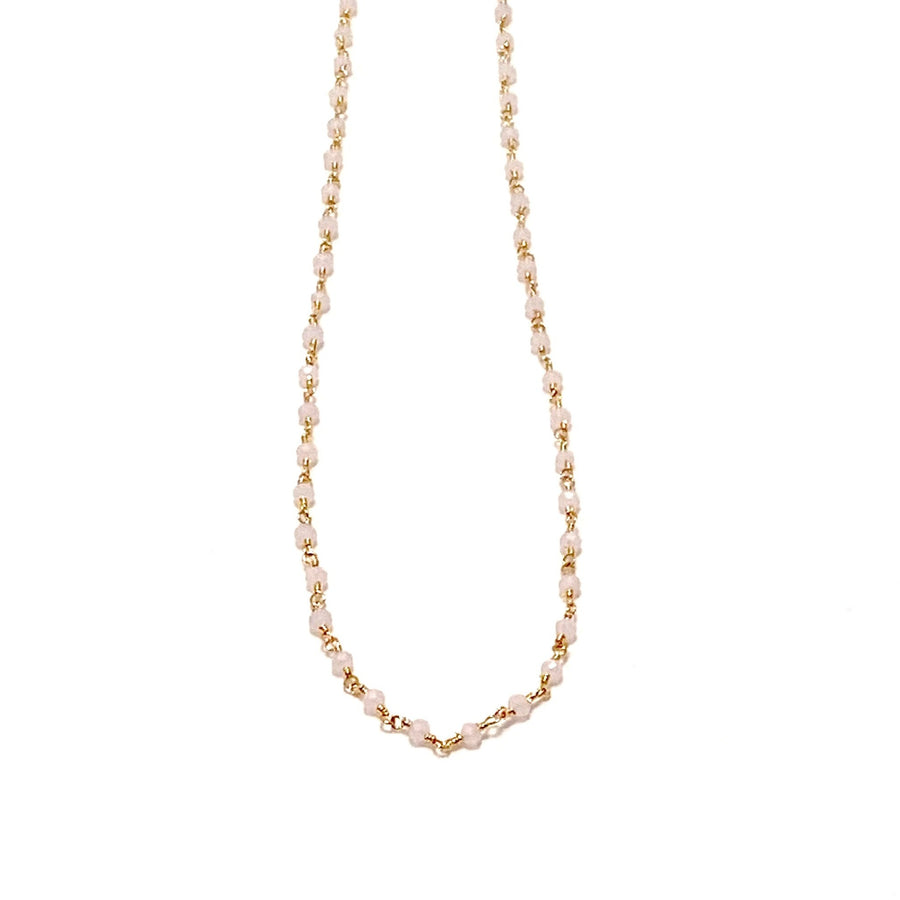Gold Plated Pink Chalcedony Gemstone Chains Necklace