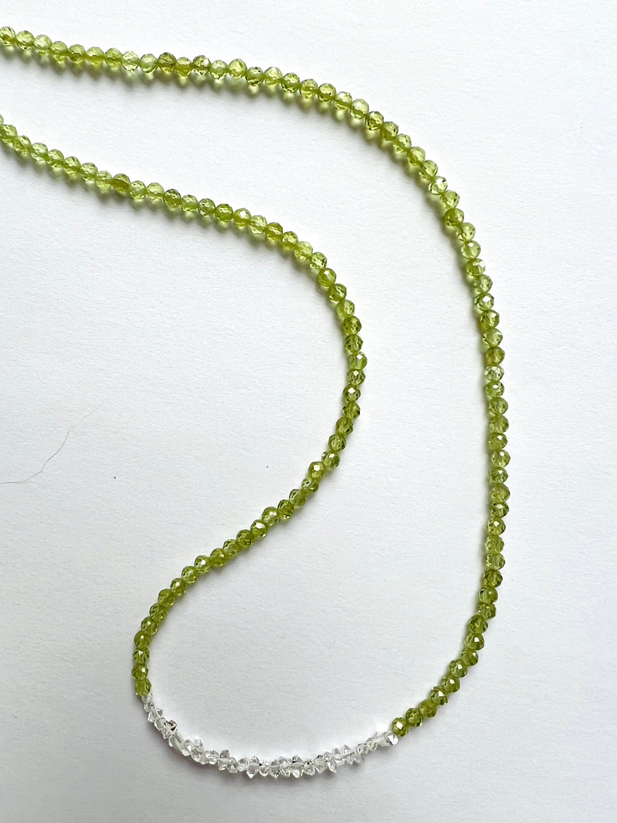 Faceted Peridot Herkimer Diamond Necklace