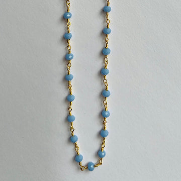 Gold Plated Blue Chalcedony Gemstone Chains