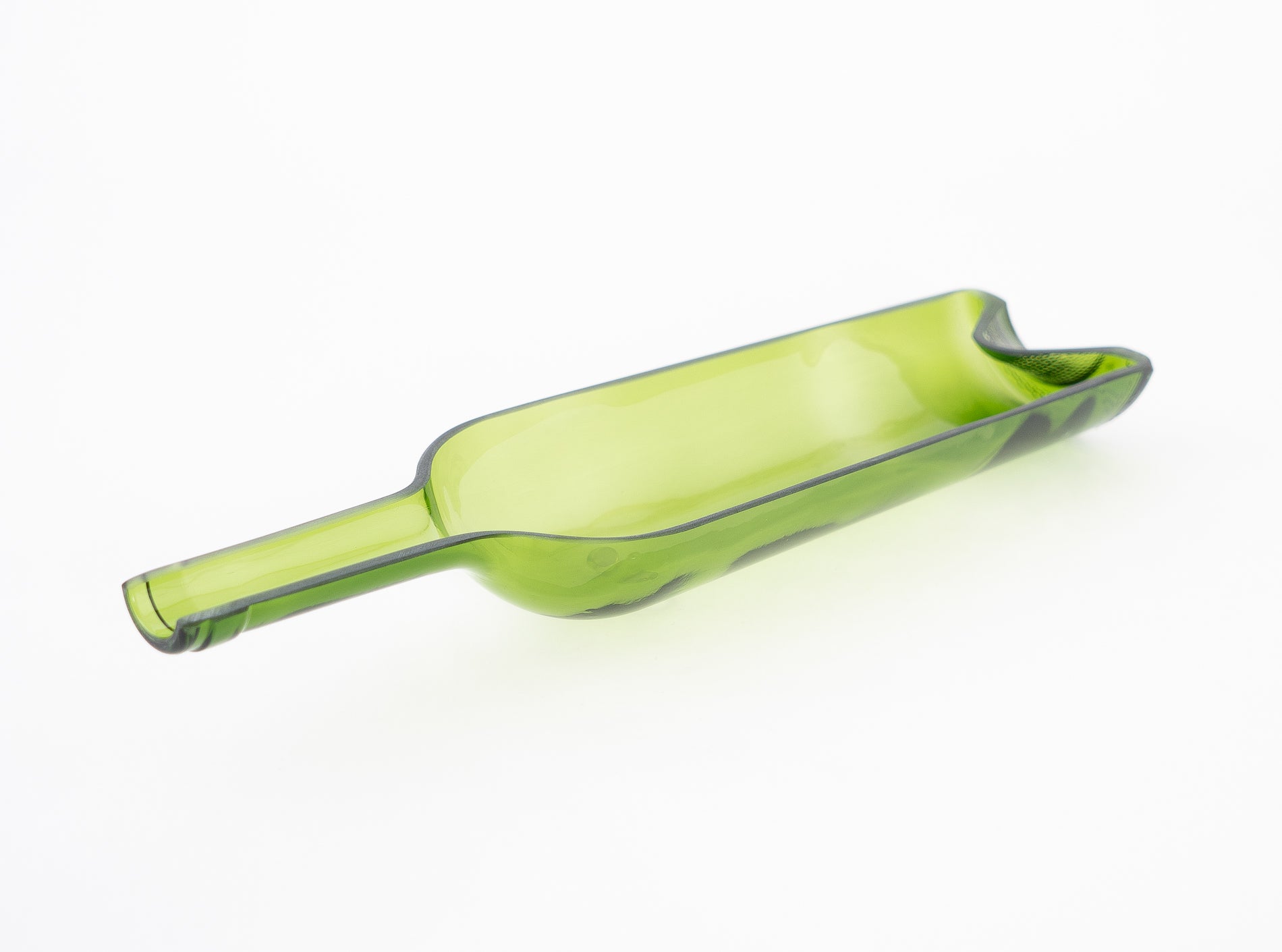 wine bottle serving dish in green - vertical cut wine bottle - kitchen ware - household goods