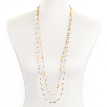 Oval Pearl Rope Necklace