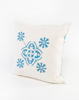 screen printed linen pillow - square design - blue and white pattern - doubled sided - preshrunk and washable