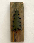 Single Wooden Pine Tree on Recycled Wood