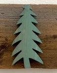 Single Wooden Pine Tree on Recycled Wood