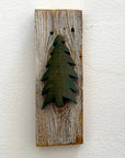 Single Wooden Pine Tree on Recycled Wood