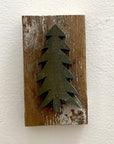 Single Wooden Pine Tree on Recycled Wood