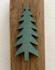 Single Wooden Pine Tree on Recycled Wood