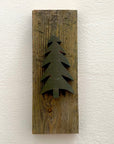 Single Wooden Pine Tree on Recycled Wood