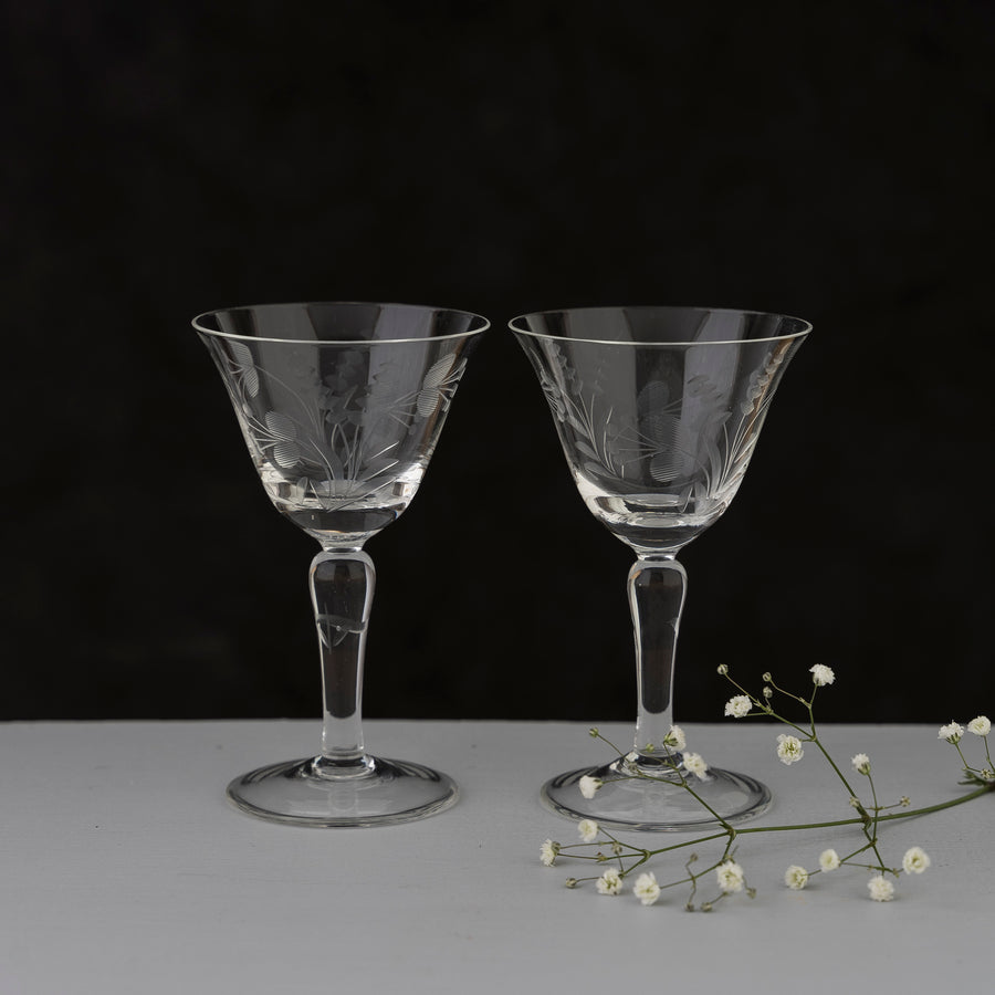 set of two vintages wine glasses - mother's day gift ideas 