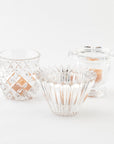 vintage glass votive candle holders - grouping of three - unique pieces 