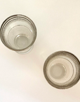 Vintage Double Shot Glasses with Silver Rim - set of 2