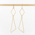 geometric earrings - open diamond and triangles - 24k gold plated brass - jewelry - dangles