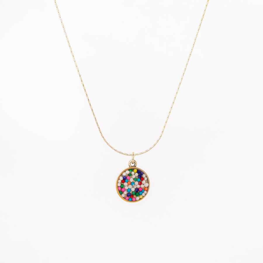 Simple Circle Pendant Necklace - with sprinkles!