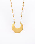 crescent moon necklace - egyptian inspired - matte gold - made in Maine 