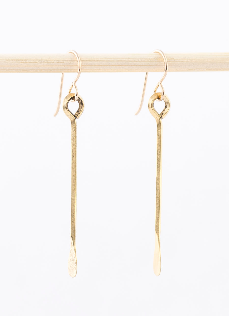 geometric paddle drop earrings - 24k gold plated brass - women's jewelry - gold filled wire backs