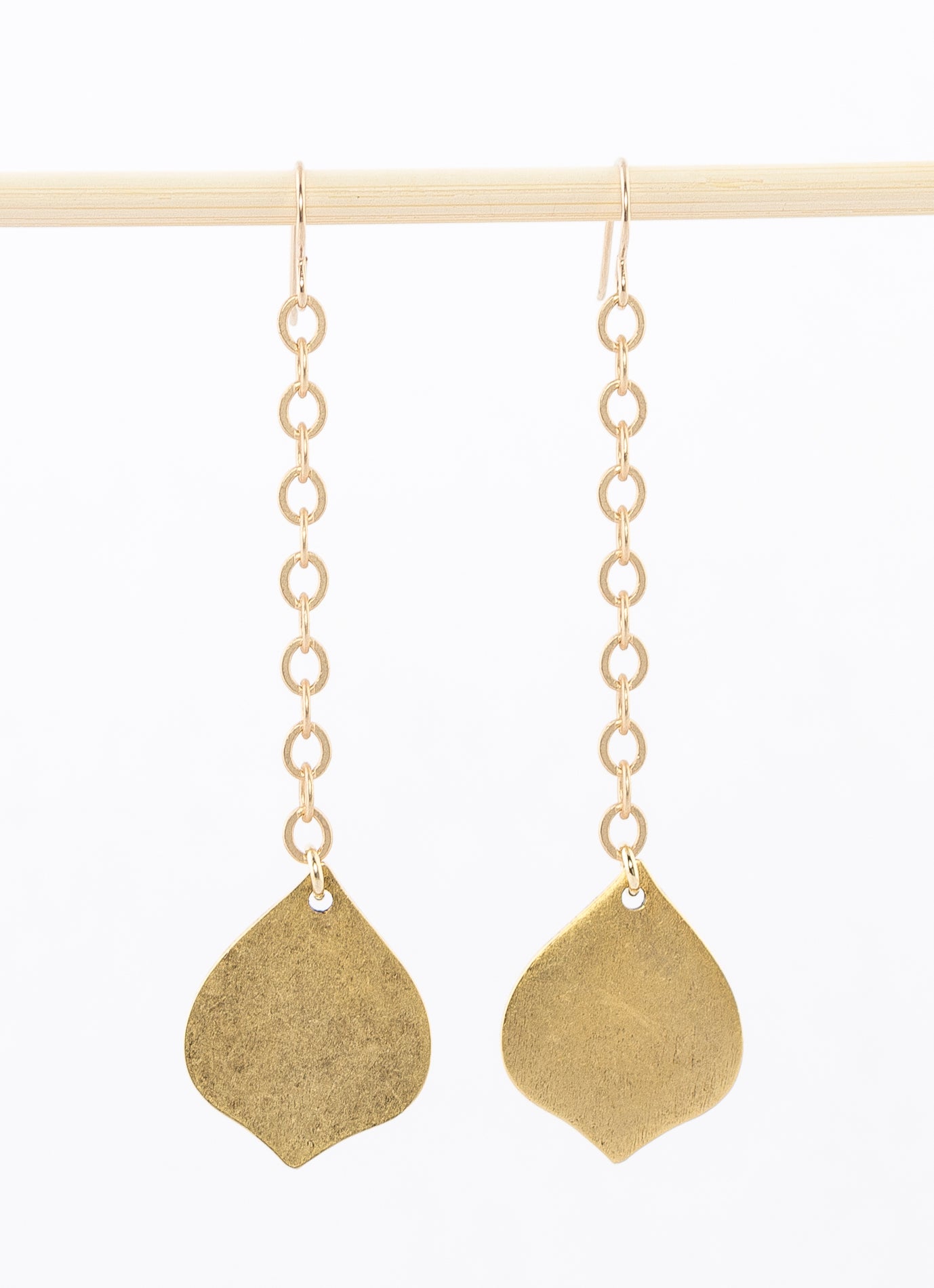 Geometric Earrings: Moroccan Drop - 14k gold plated pendant on chain with 14k gold filled ear wires. 