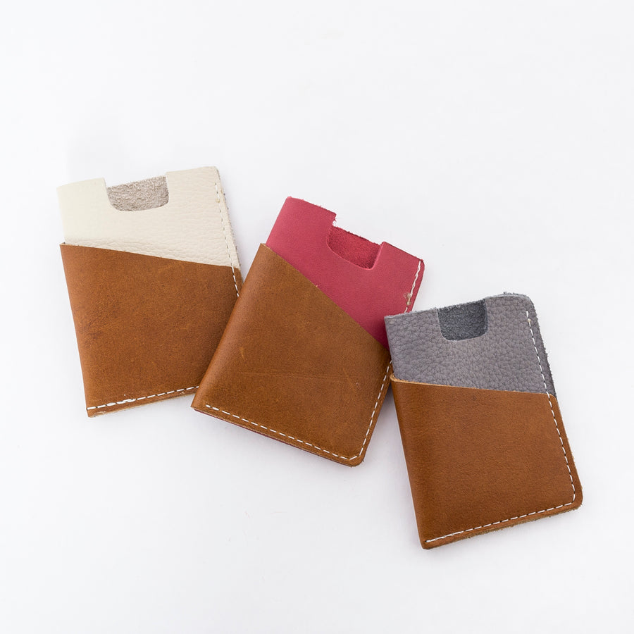 The Brockman Wallet group image - collection shot - two color style - handmade in Maine