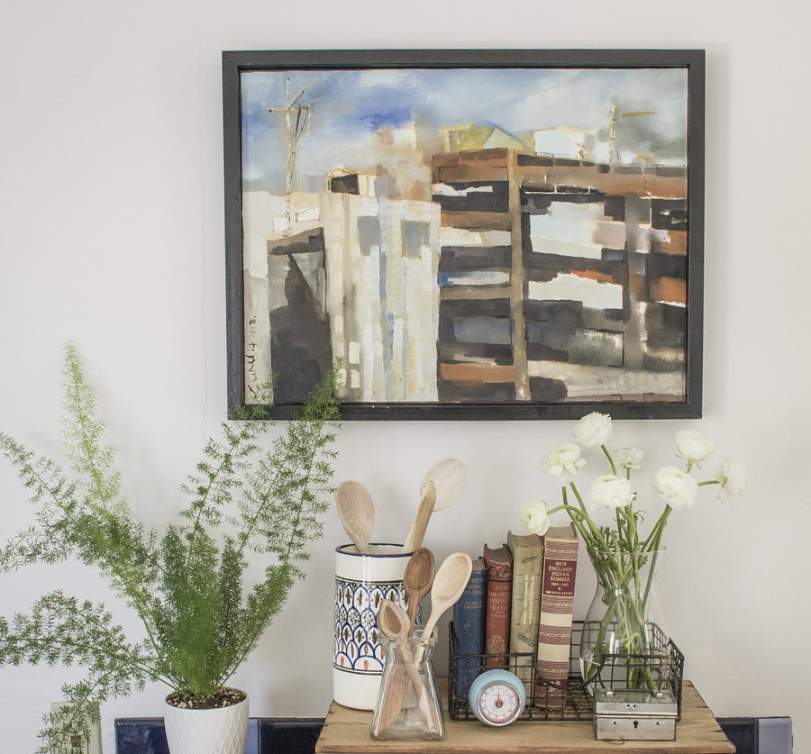 lifestyle at beckett street - Garage - Portland, ME - oil painting on panel, framed - contemporary art - mid century - home decor
