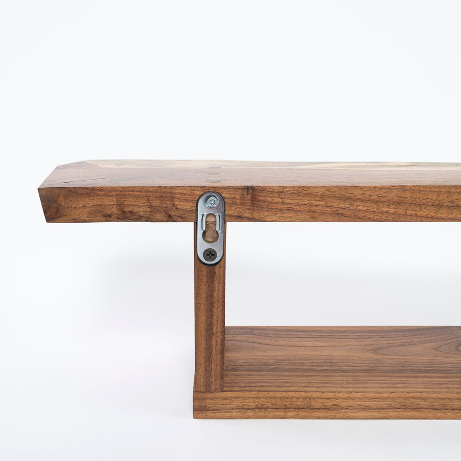 invisible wall cleats - solid walnut wall shelf