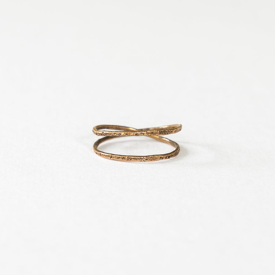 Double Coil Textured Bronze Ring