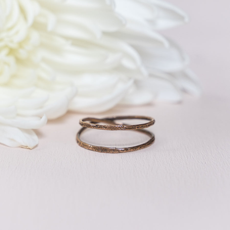Double Coil Textured Bronze Ring