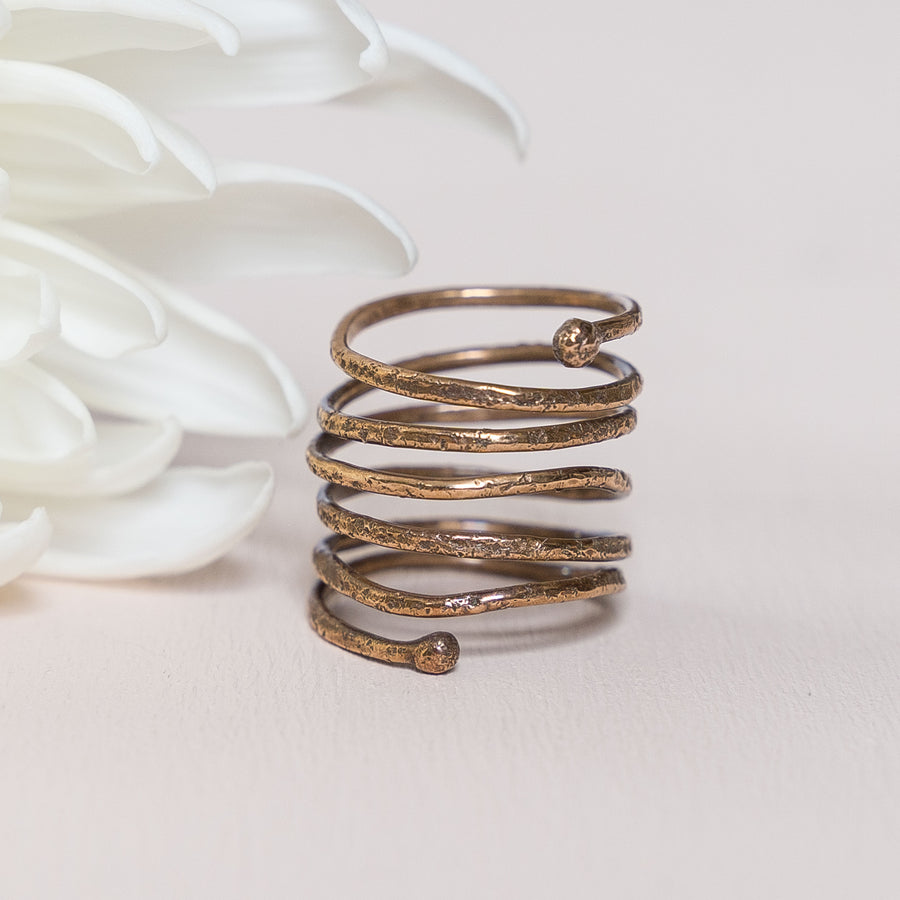 Textured Bronze Snakehead Ring