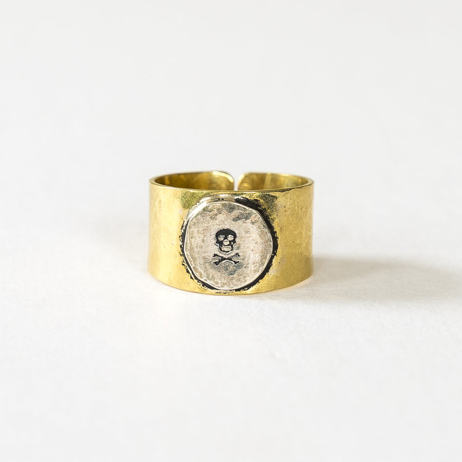 Brass Stamped Skull Ring