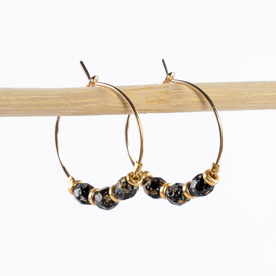 Delicate Gold Hoop + Bead Earrings