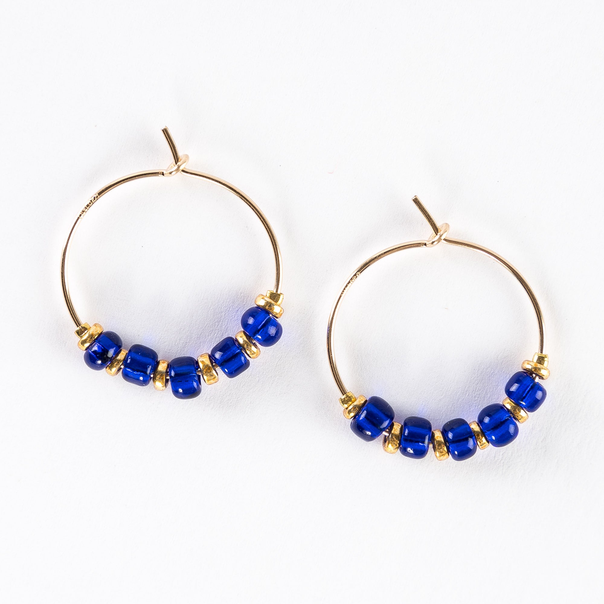 Delicate Gold Hoop + Bead Earrings