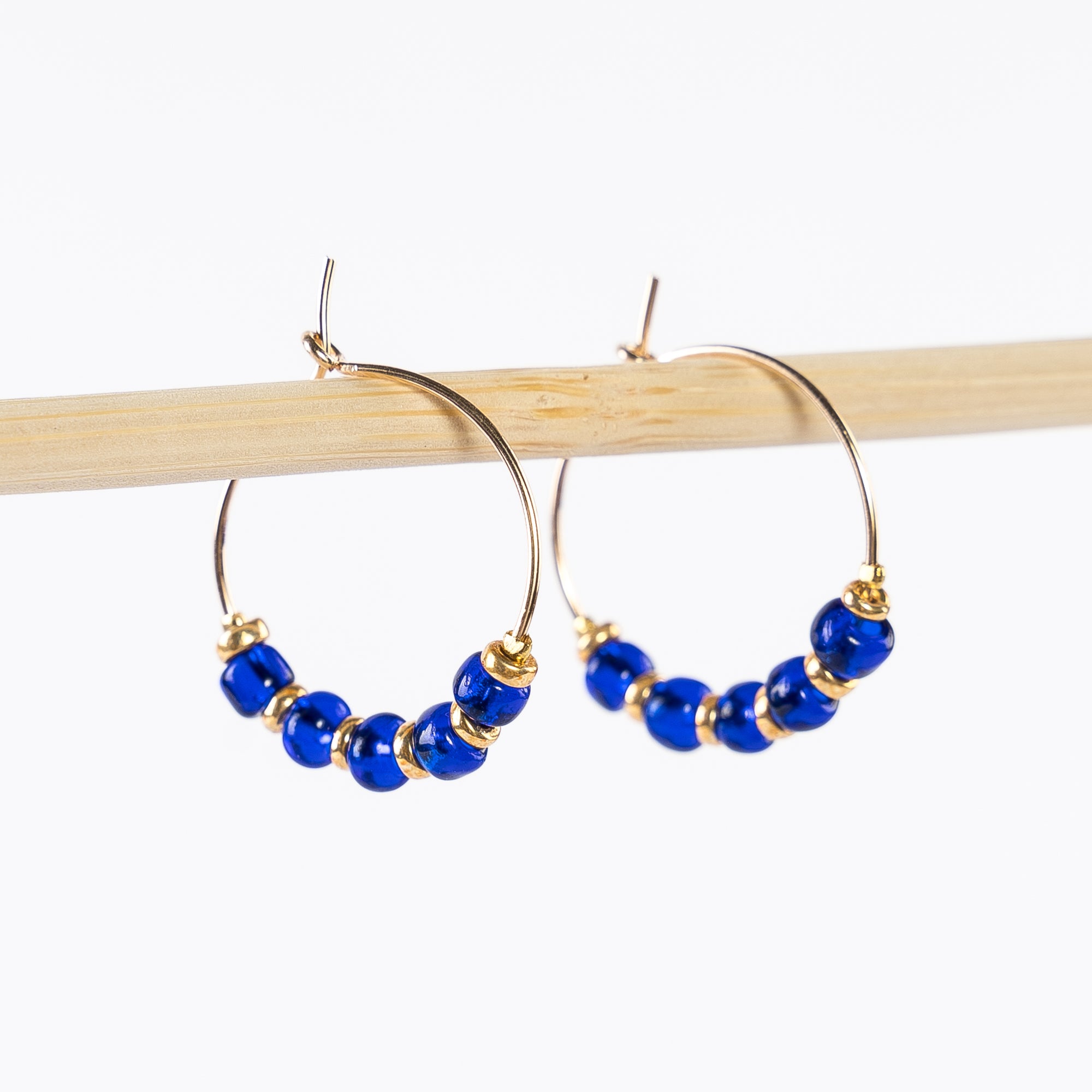 Delicate Gold Hoop + Bead Earrings