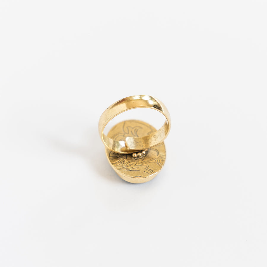 Adjustable Brass Ring - lapis