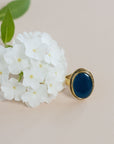 Adjustable Brass Ring - lapis