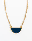 Azure + Brass Half Moon Necklace