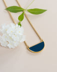 Azure + Brass Half Moon Necklace