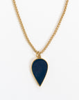 Azure + Brass Raindrop Necklace