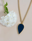 Azure + Brass Raindrop Necklace