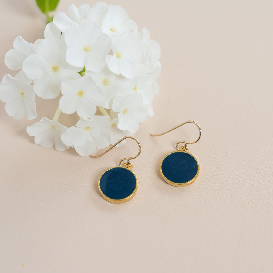 Azure + Brass Drop Earrings