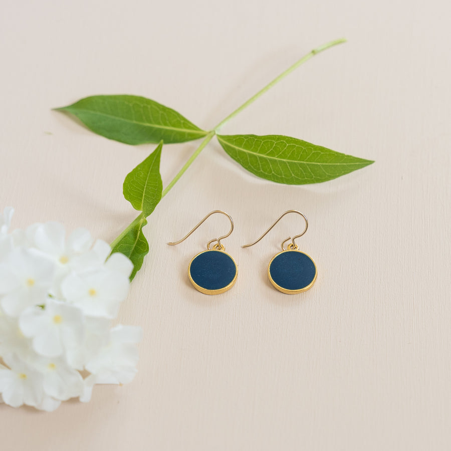 Azure + Brass Drop Earrings