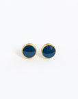 Azure + Brass Round Stud Earrings