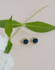 Azure + Brass Round Stud Earrings