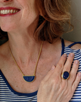 Adjustable Brass Ring - lapis