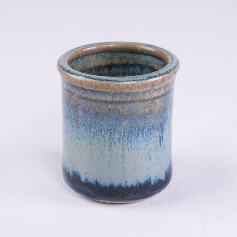 Stoneware Shot Cup - blue rutile - pottery made in Maine - handcrafted kitchenware