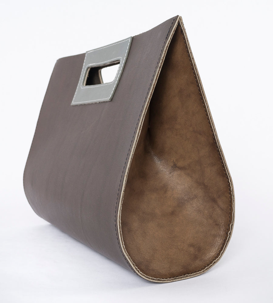 the teardrop leather bag in granite - sideview - durable - women's fashion - medium