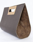 the teardrop leather bag in sand - sideview - purse - handmade in store - Wood.Stone.Bone.