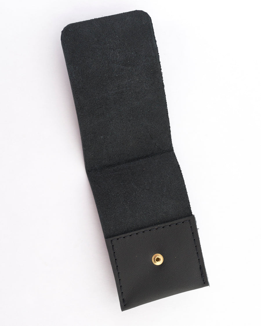 leather card wallet in black - wood.stone.bone. - handmade at Venn + Maker 