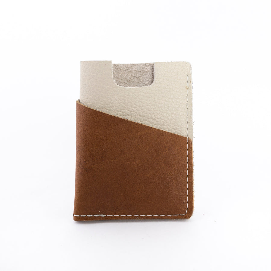 the brockman wallet - brown and cream leather - unisex - minimalistic design 