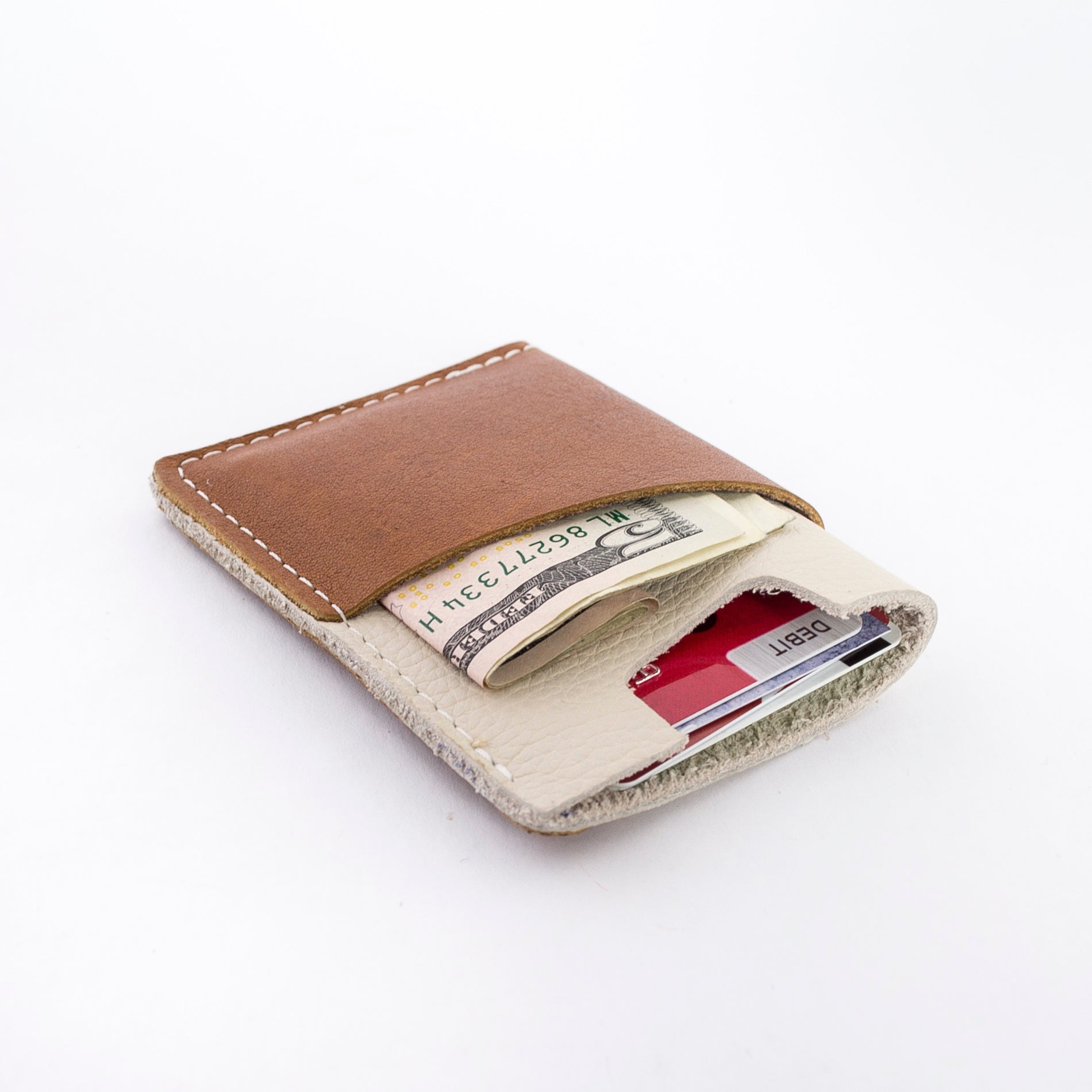 the brockman wallet with cash and cards - styled shot - inside shot 